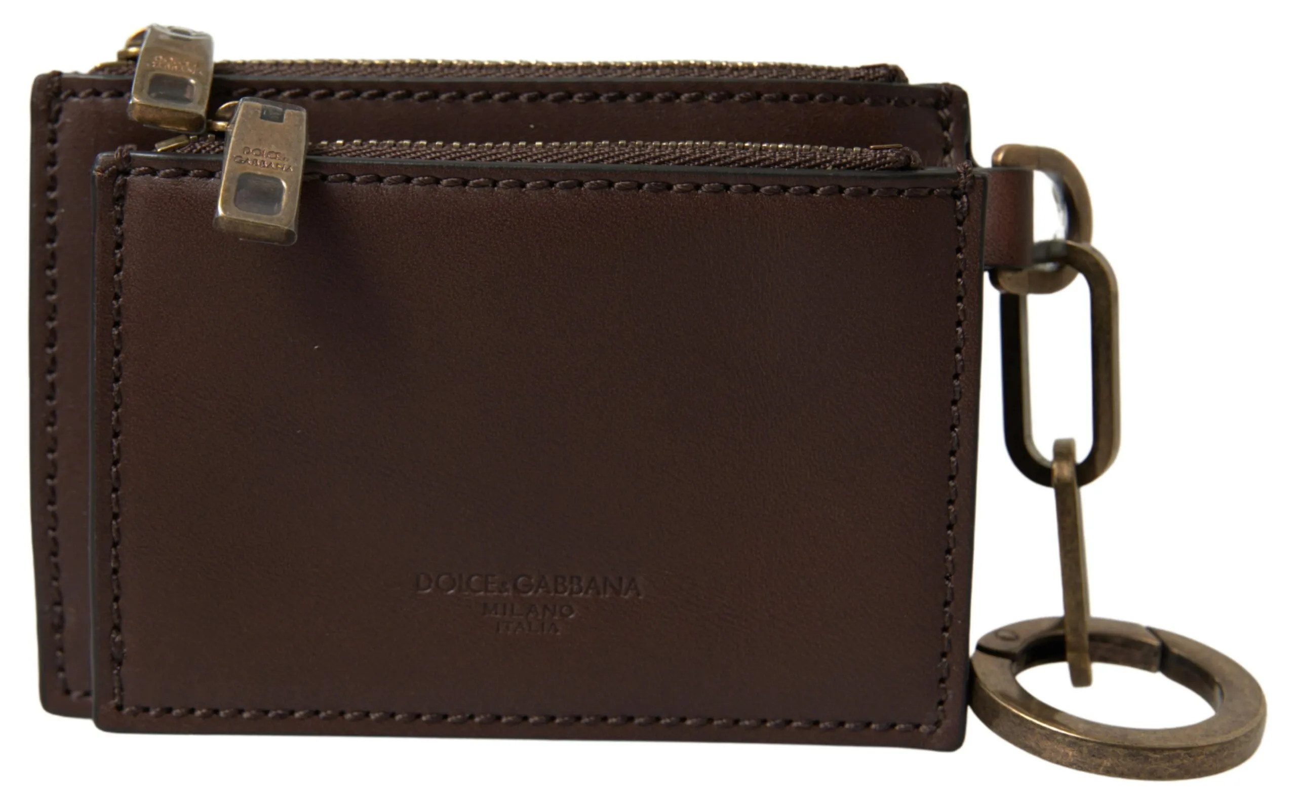 Dolce & Gabbana Men's Elegant Brown Leather Coin Purse Wallet