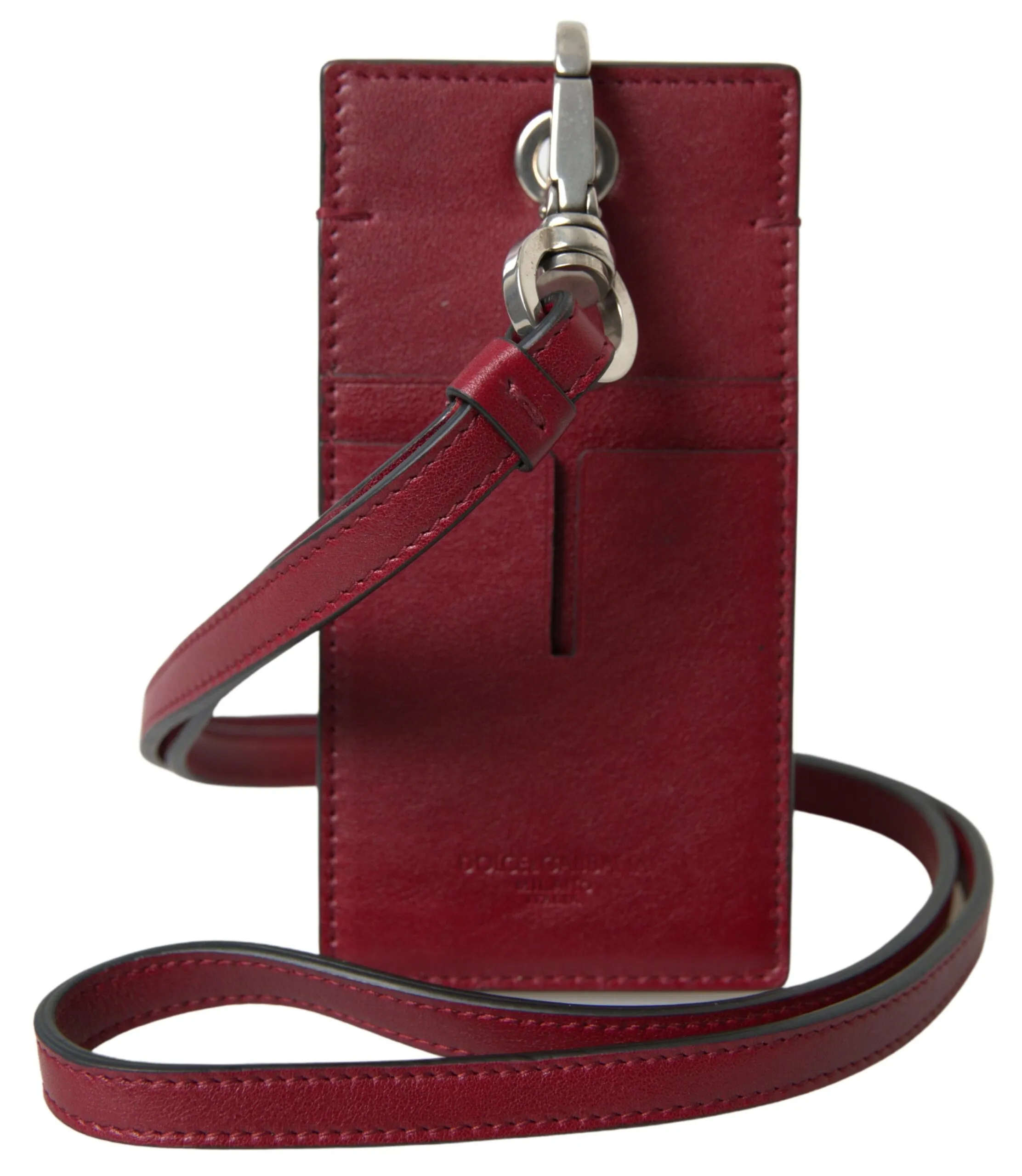 Dolce & Gabbana Men's Elegant Red Leather Cardholder with Lanyard