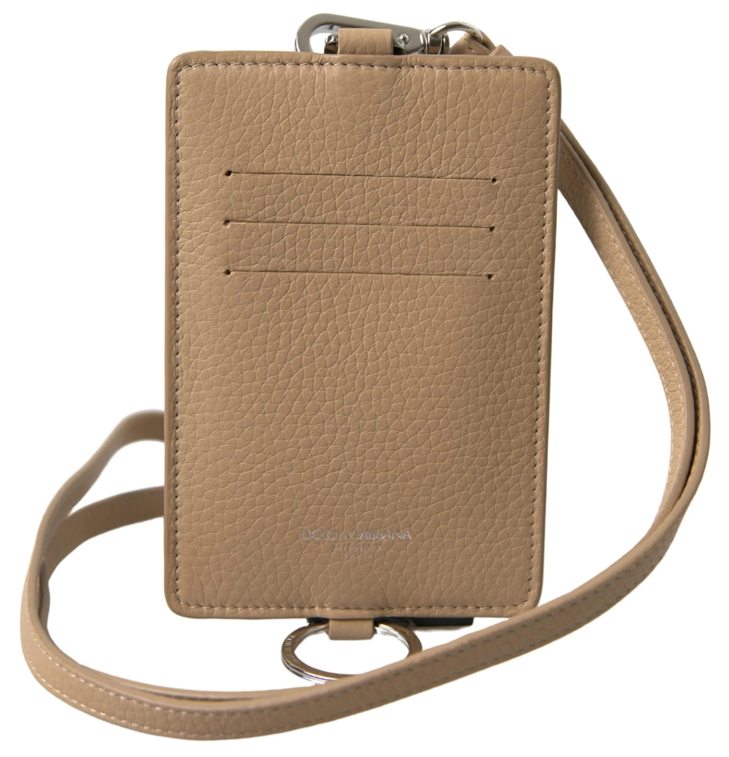 Dolce & Gabbana Men's Elegant Beige Leather Cardholder Wallet