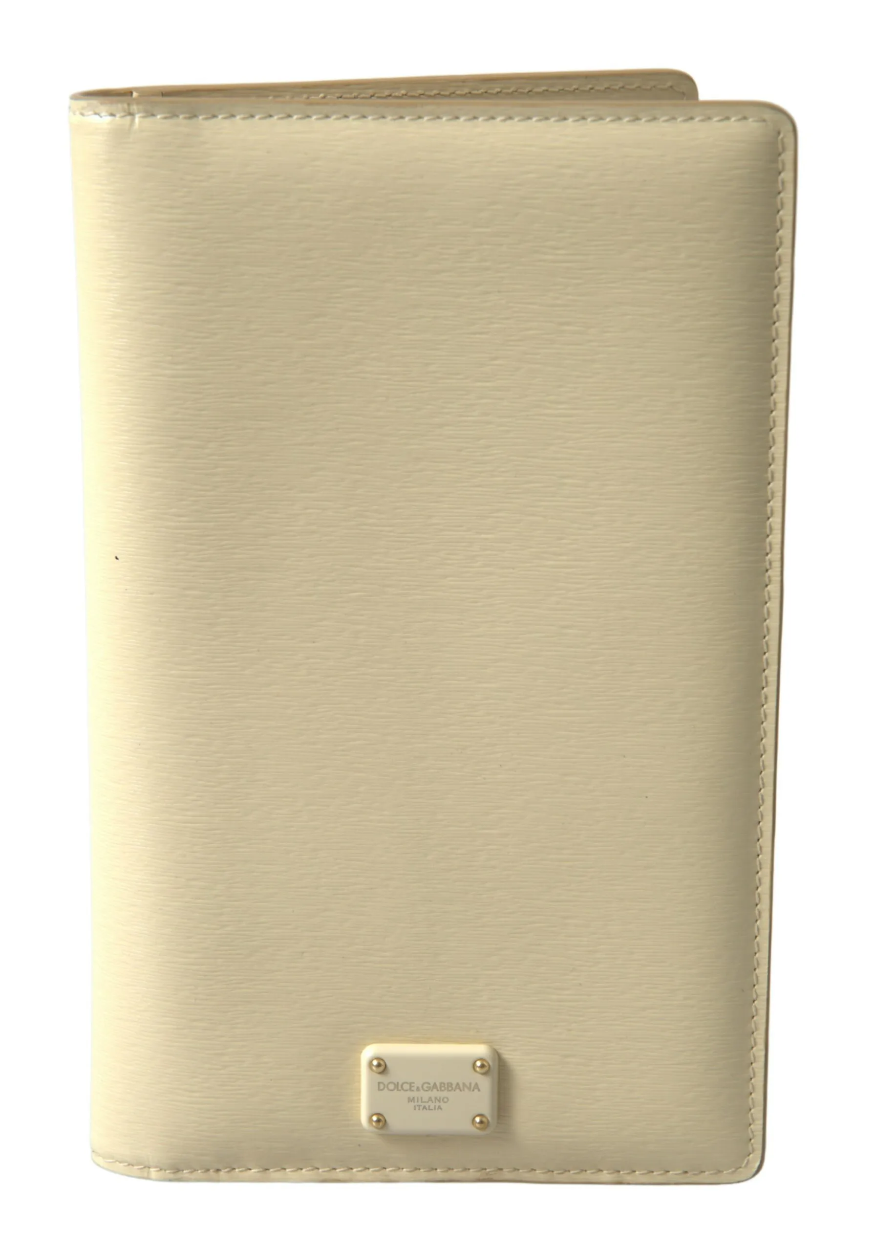 Dolce & Gabbana Women's Elegant Beige Leather Passport Holder