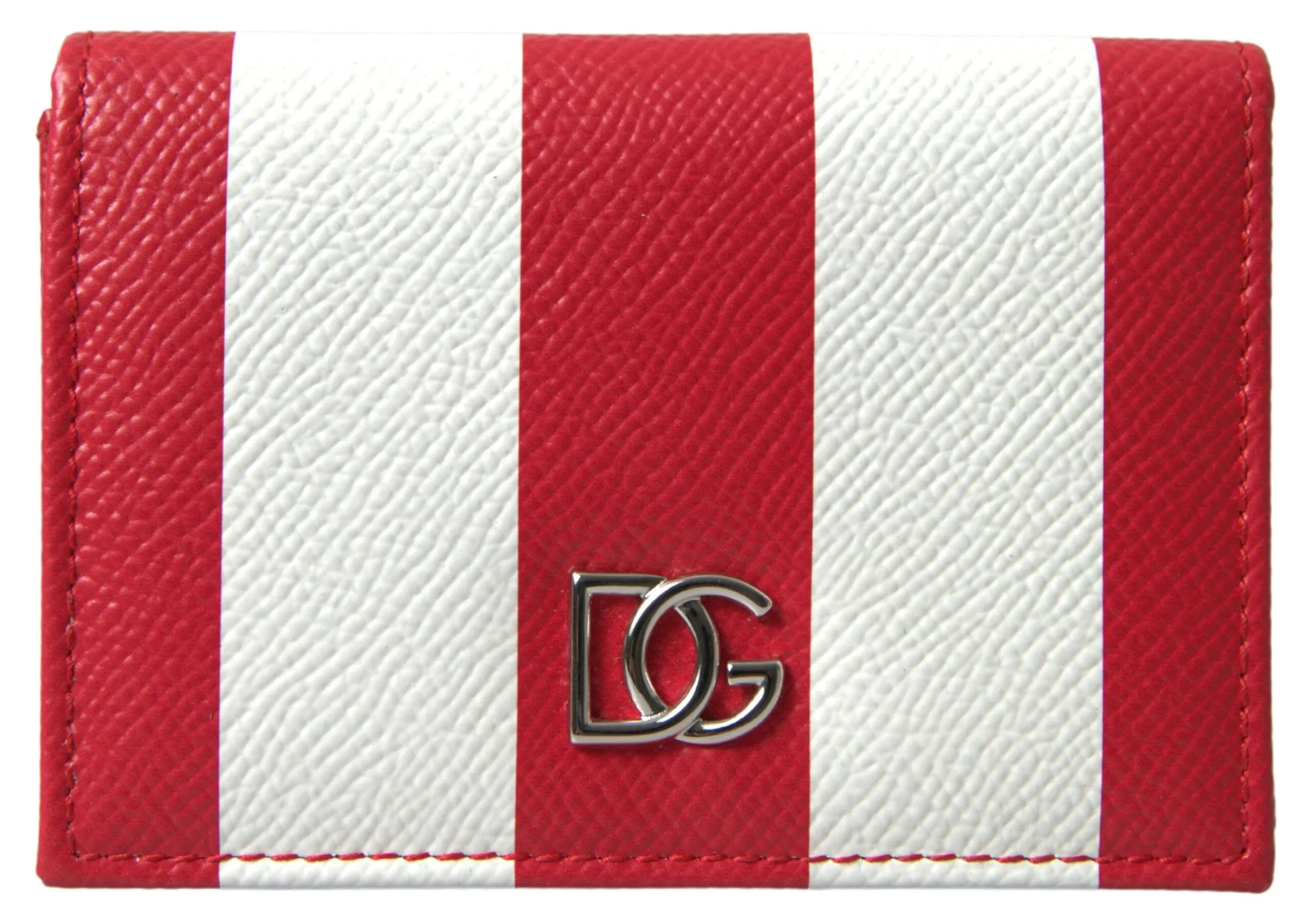 Dolce & Gabbana Women's Elegance Unfolded: Red & White Leather Bifold Wallet