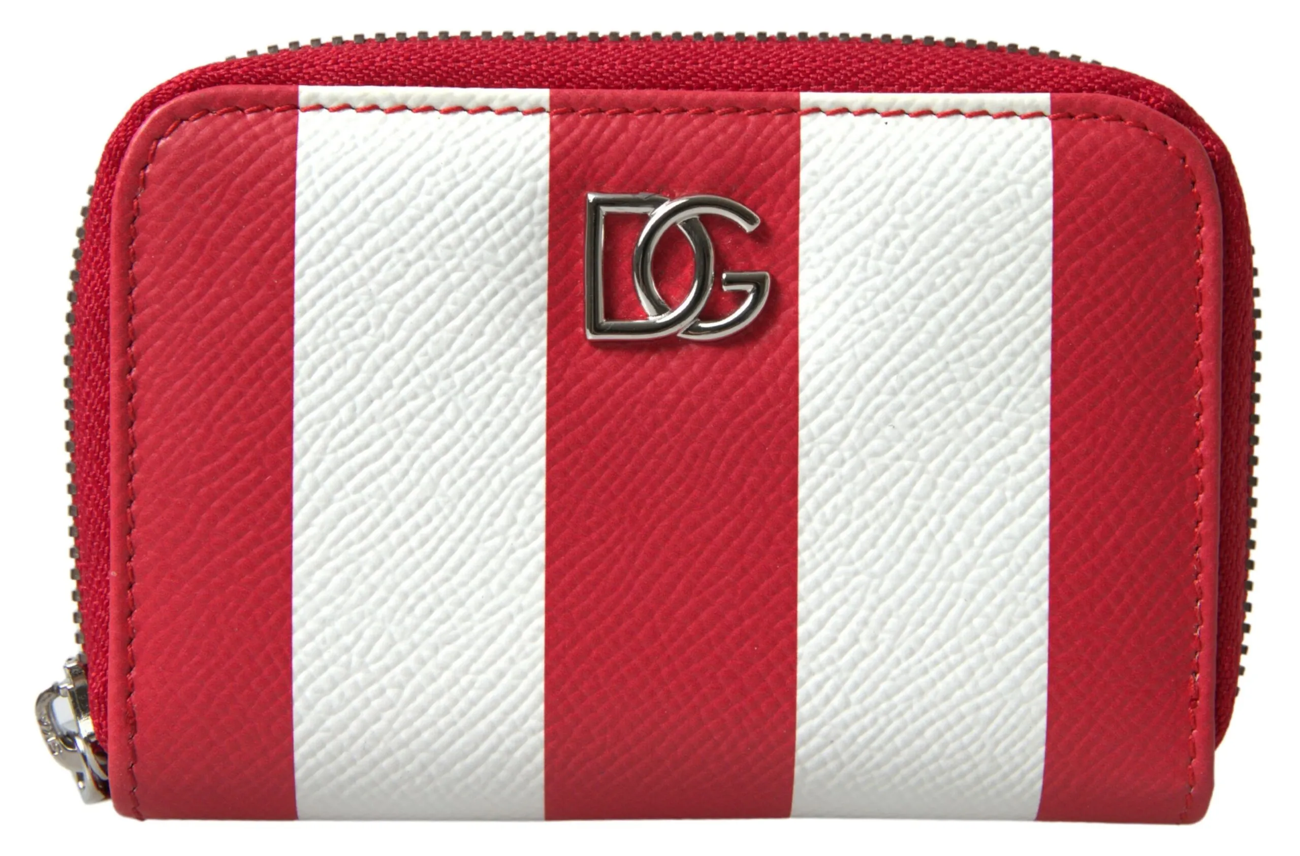 Dolce & Gabbana Women's Elegant Continental Zip Wallet - Red & White Leather