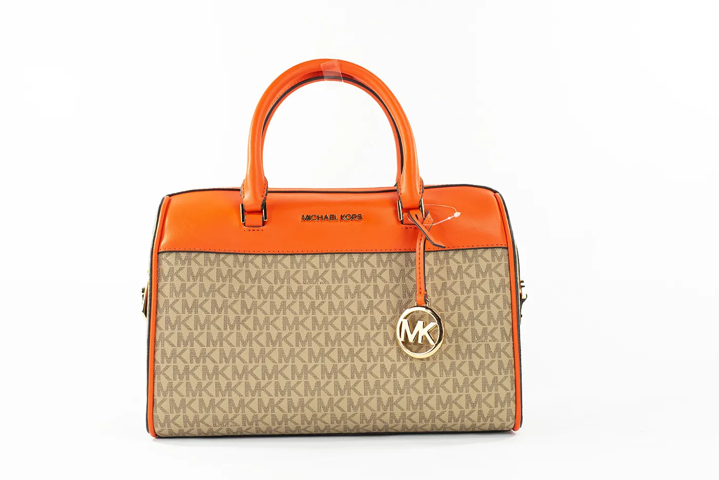 Michael Kors Women's Travel Medium Poppy Signature PVC Duffle Crossbody Handbag Purse
