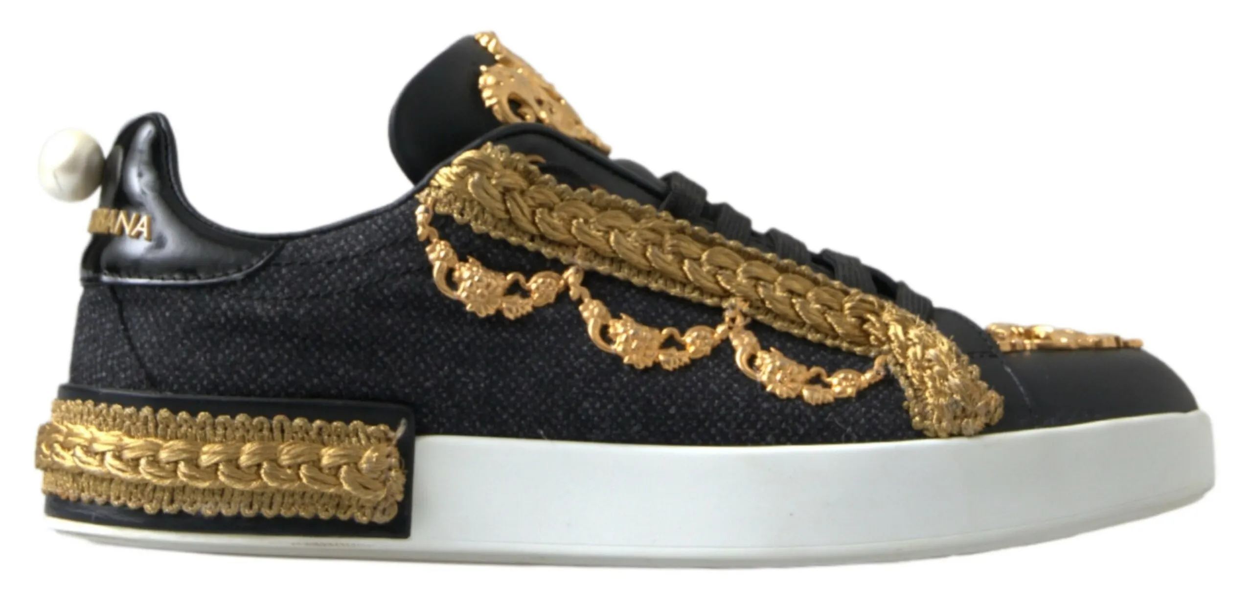 Dolce & Gabbana Women's Elegant Portofino Sneakers in Black & Gold