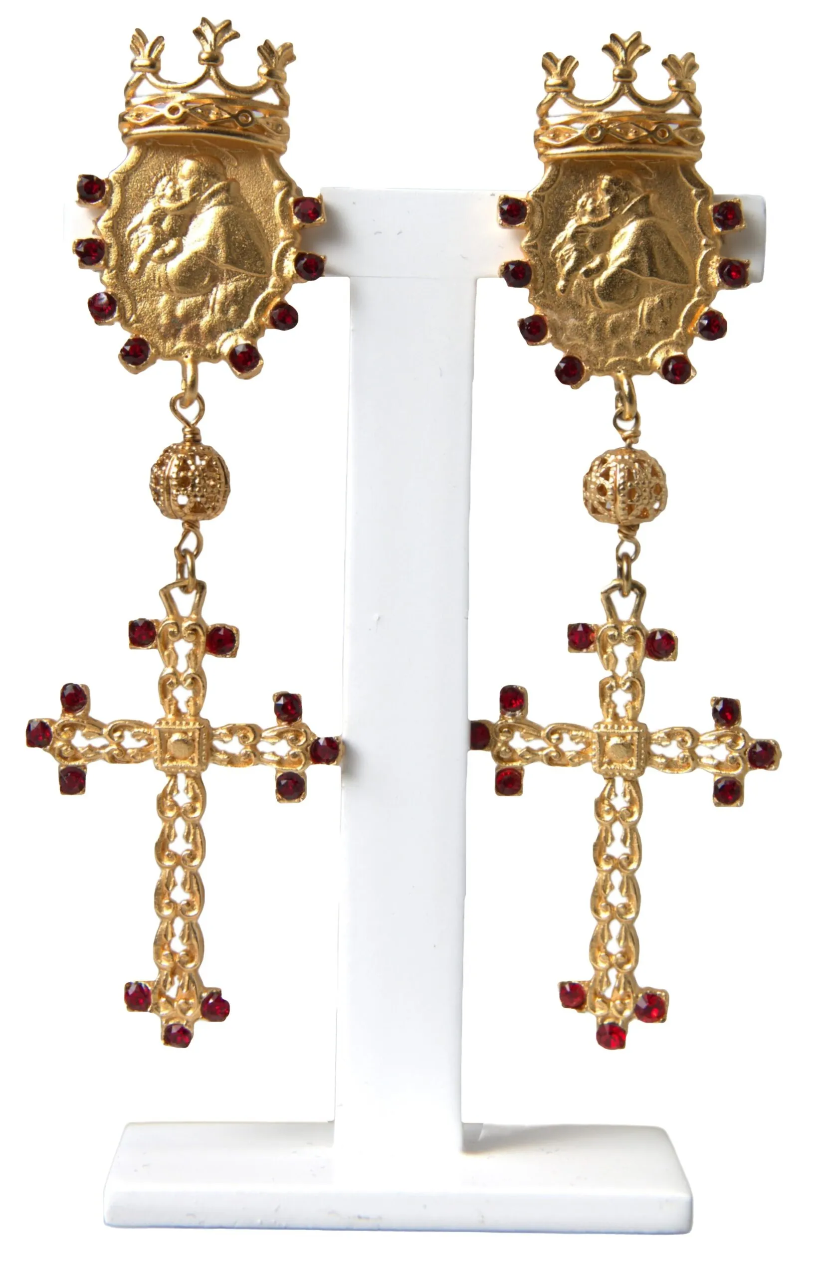 Dolce & Gabbana Women's Regal Gold Cross & Crown Clip Earrings
