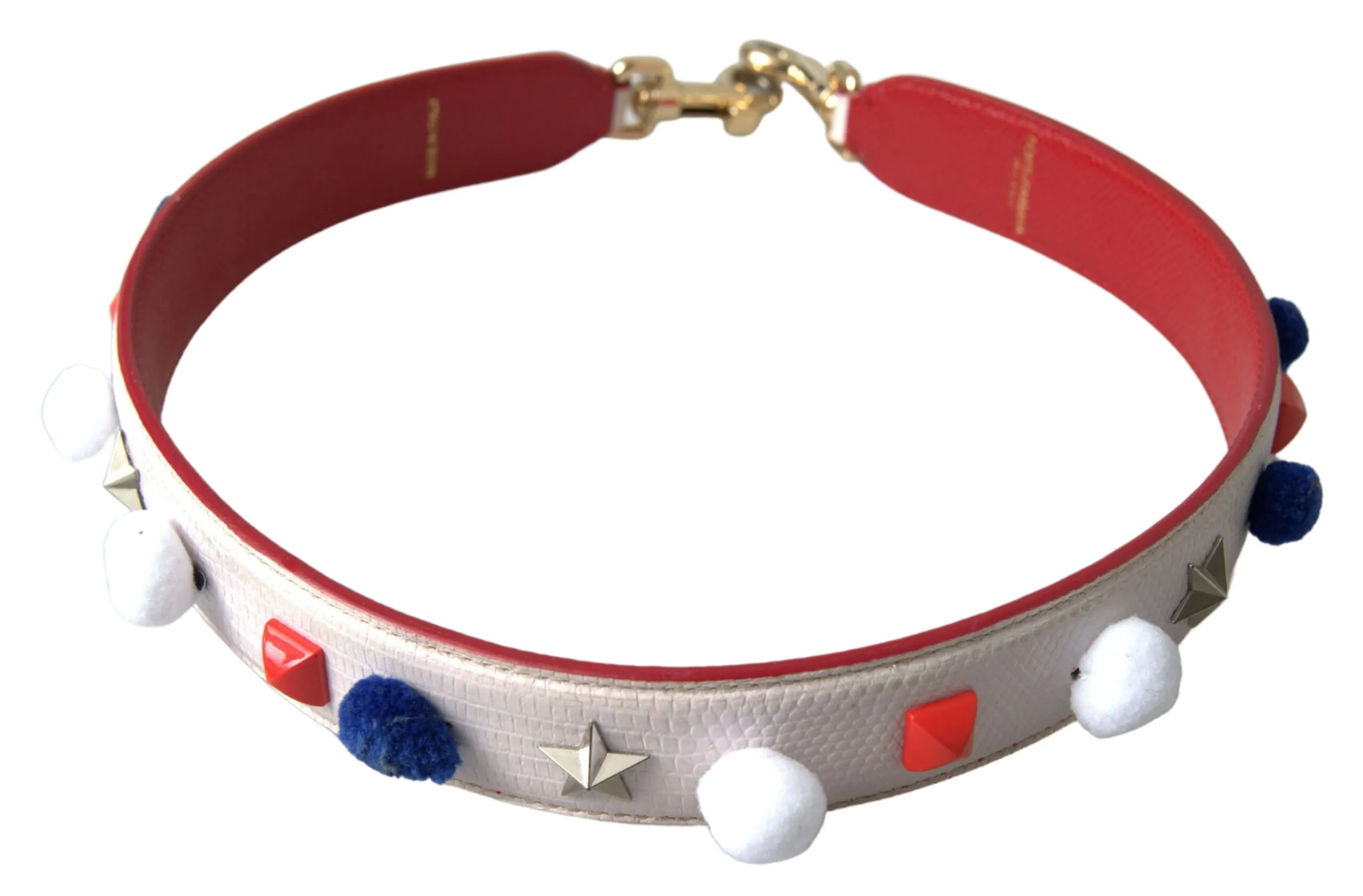 Dolce & Gabbana Women's Stunning White Multicolor Studded Leather Strap