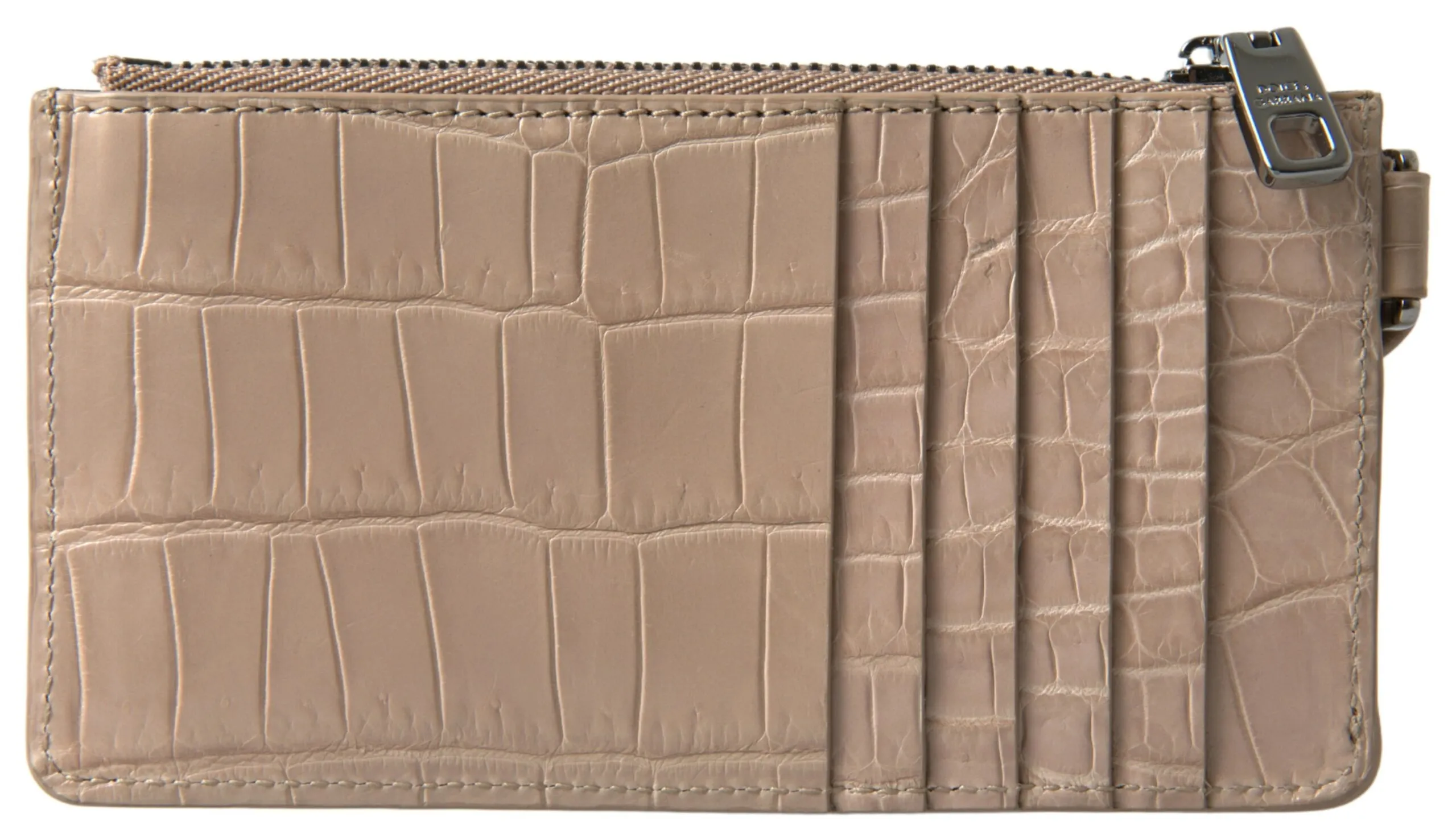 Dolce & Gabbana Men's Beige Croc-Embossed Leather Wallet