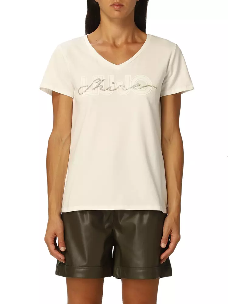 Liu Jo Women's Glitter Logo Print Cotton T-Shirt