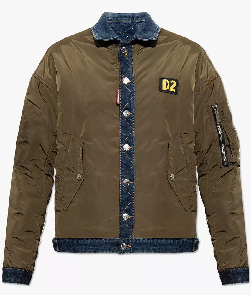 Dsquared² Men's Chic Reversible Army Jacket with Logo Patch