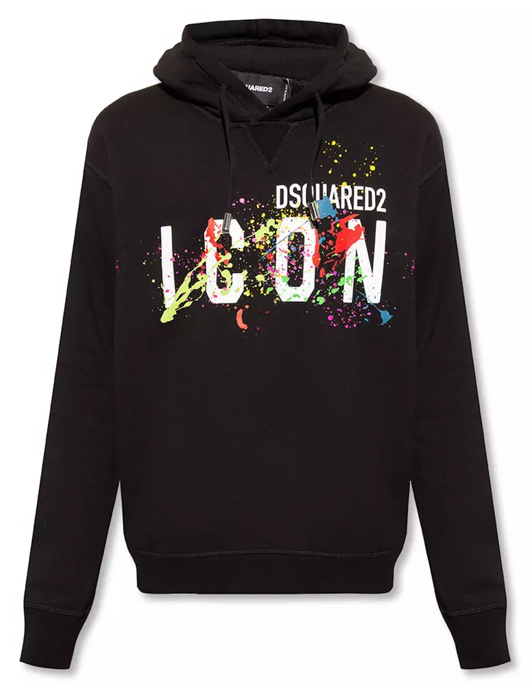 Dsquared² Men's Sleek Black Cotton Hoodie with Contrasting Logo