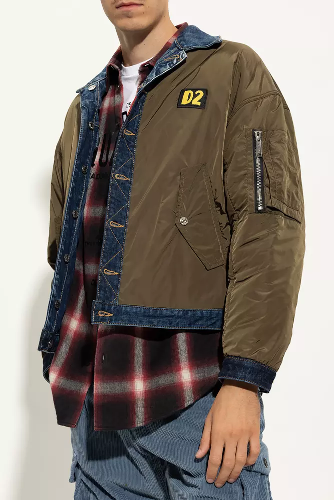 Dsquared² Men's Chic Reversible Army Jacket with Logo Patch