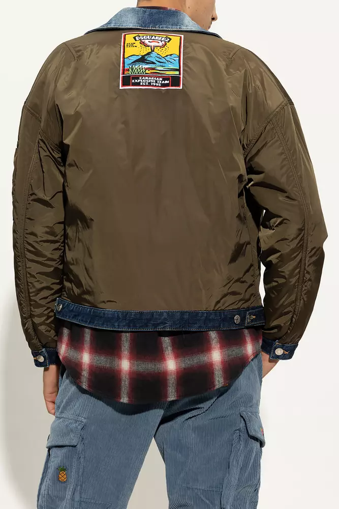 Dsquared² Men's Chic Reversible Army Jacket with Logo Patch
