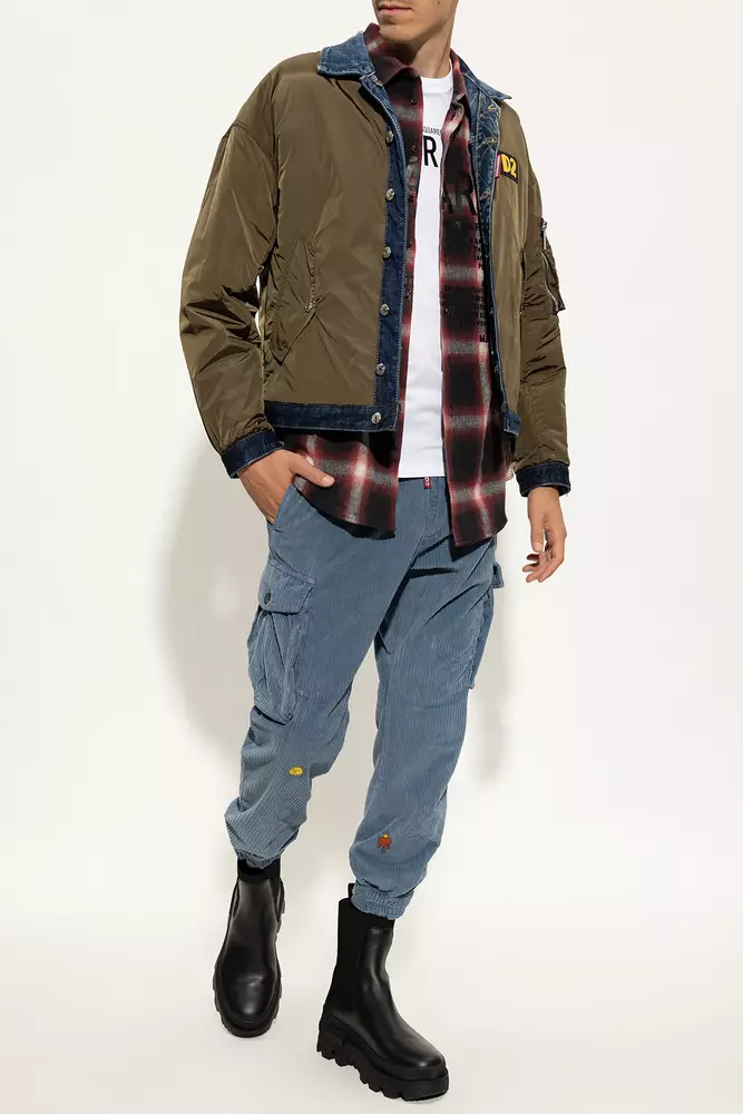 Dsquared² Men's Chic Reversible Army Jacket with Logo Patch
