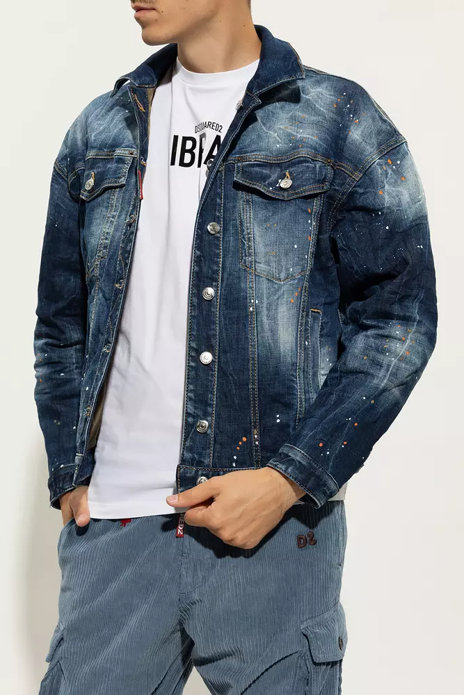 Dsquared² Men's Chic Reversible Army Jacket with Logo Patch
