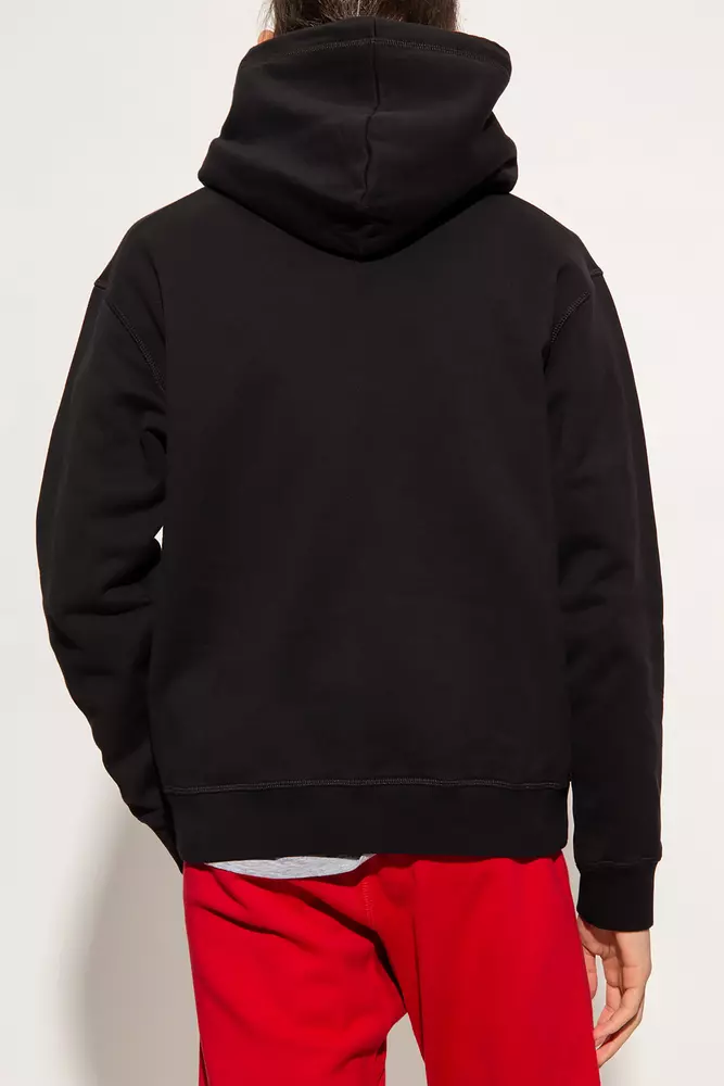 Dsquared² Men's Sleek Black Cotton Hoodie with Contrasting Logo