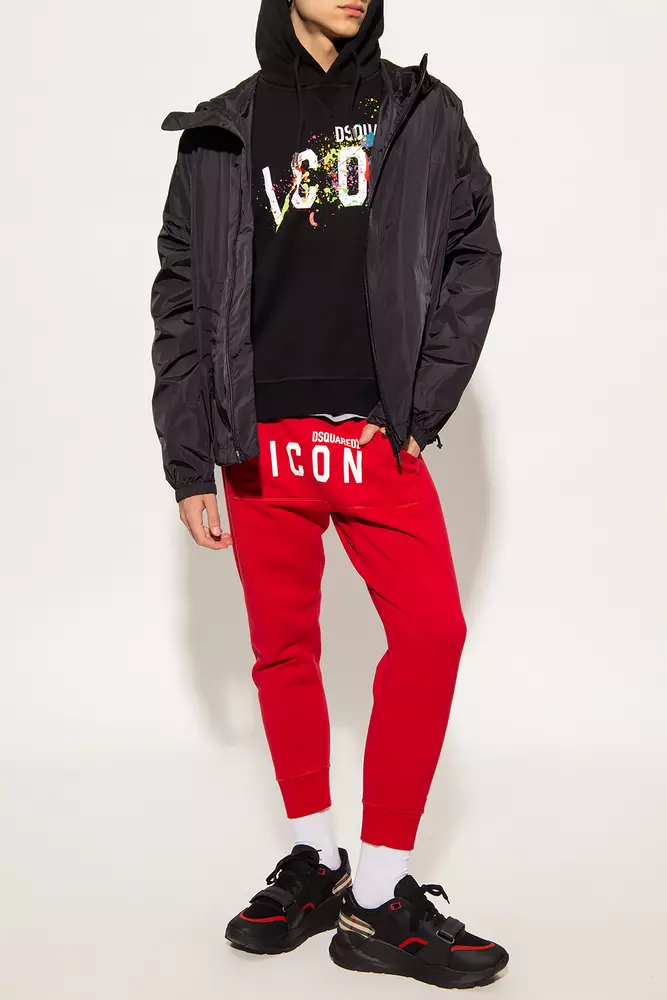 Dsquared² Men's Sleek Black Cotton Hoodie with Contrasting Logo