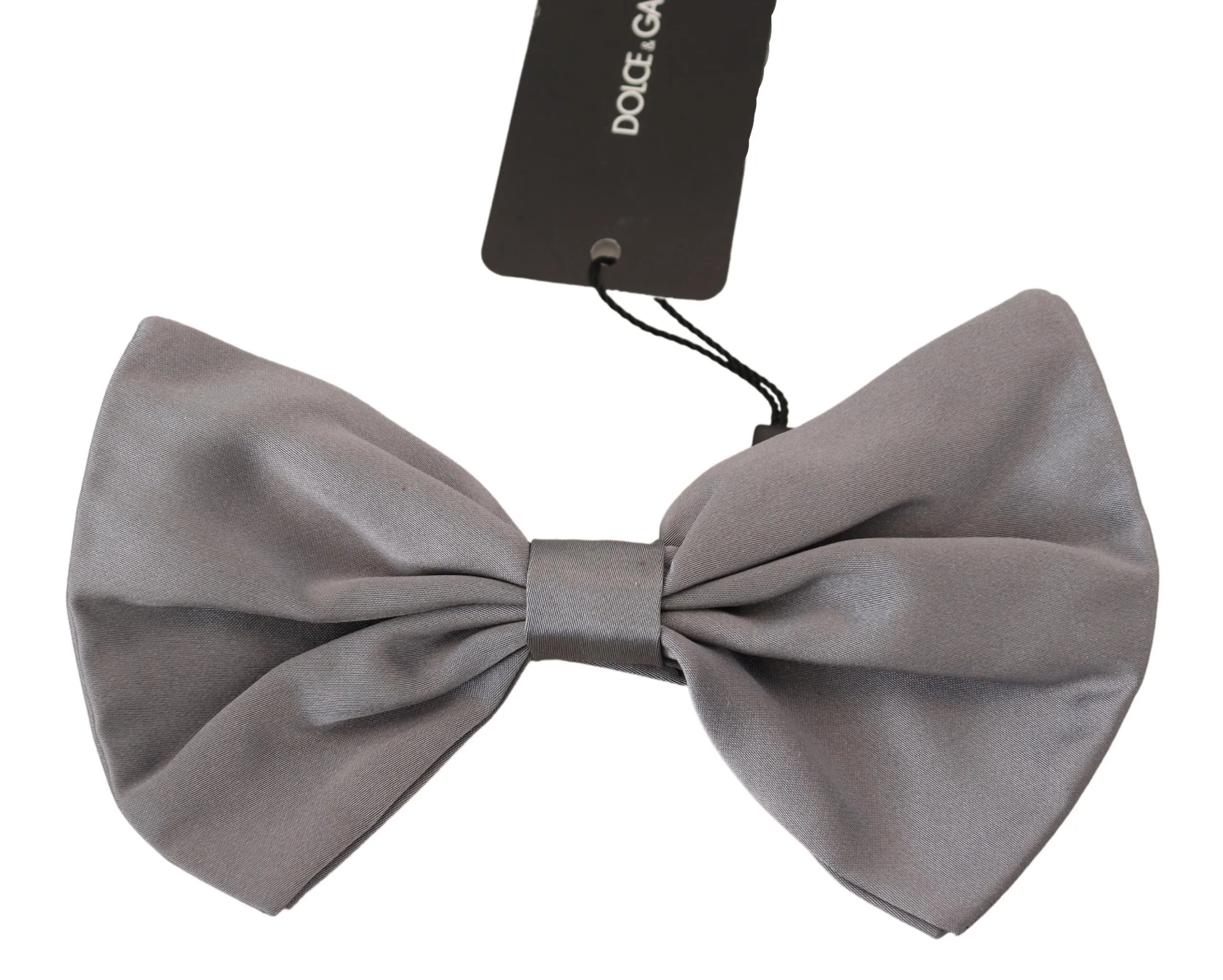 Dolce & Gabbana Men's Elegant Silver Gray Silk Bow Tie