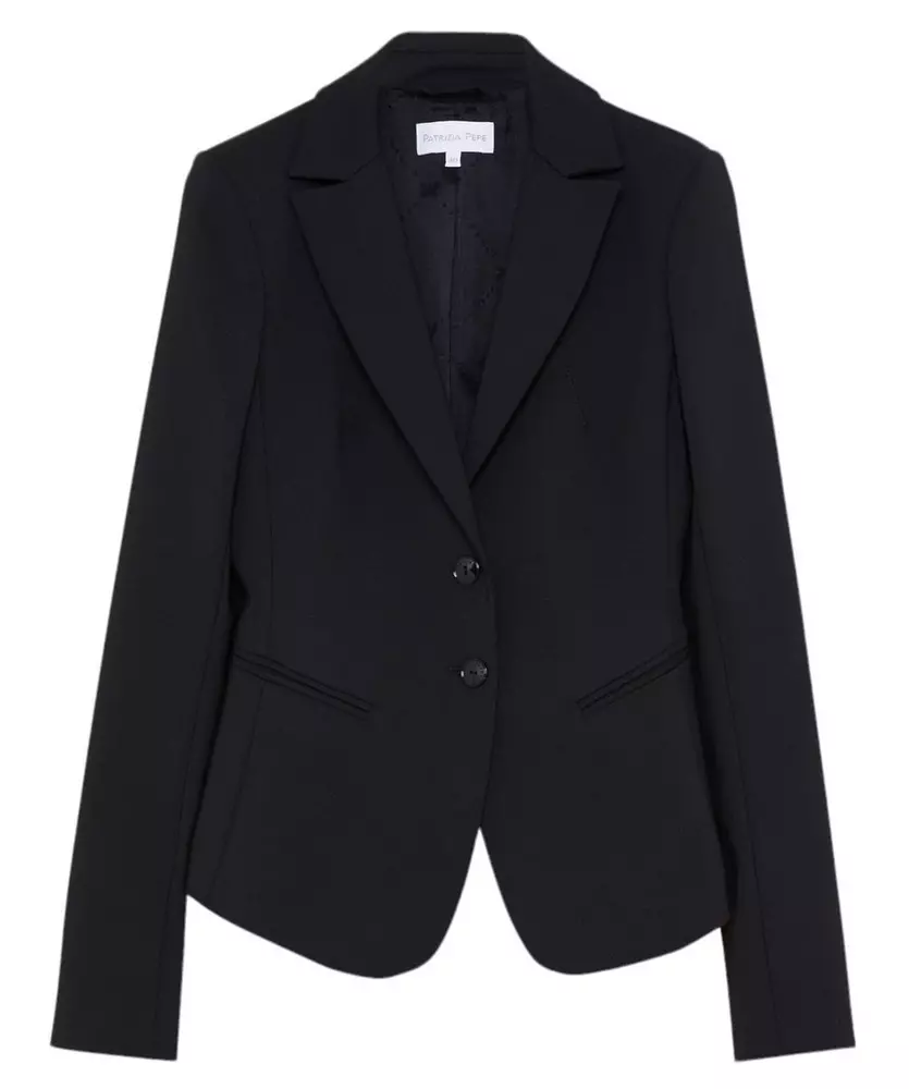 Patrizia Pepe Women's Elegant Black Cotton Blend Blazer Jacket