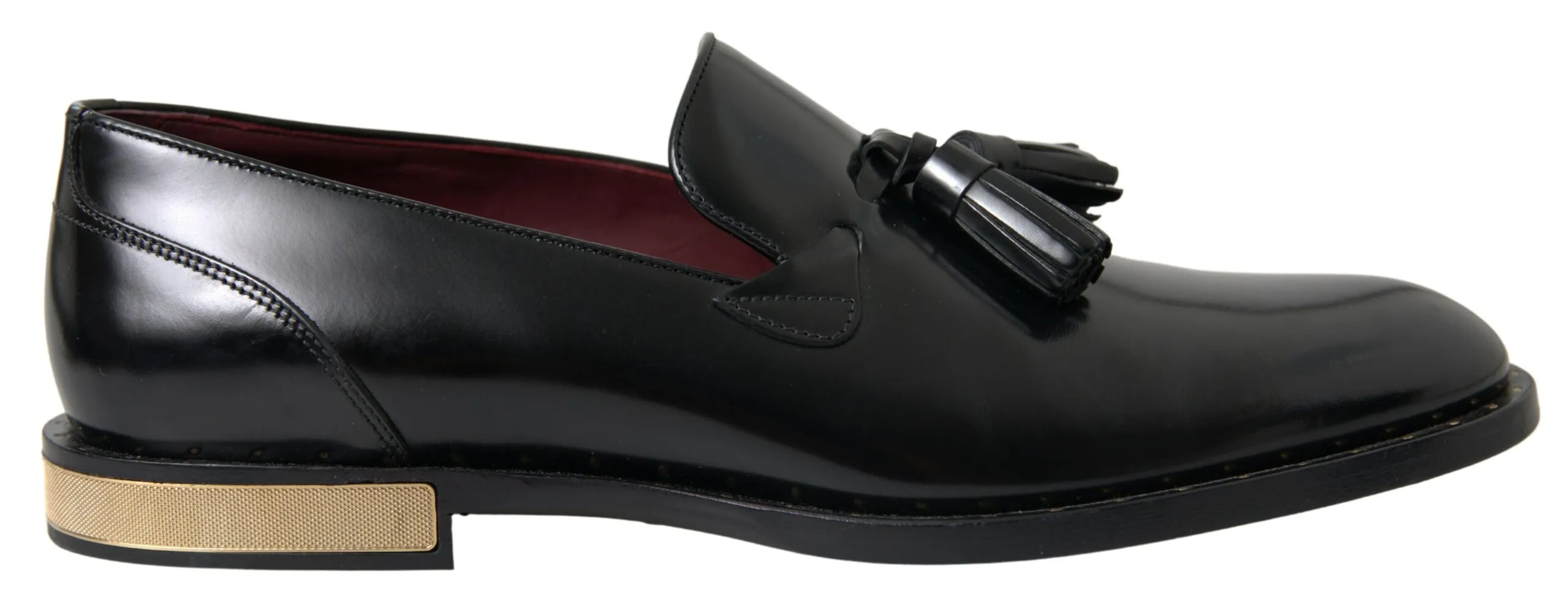 Dolce & Gabbana Men's Elegant Black Gold Tassel Leather Loafers