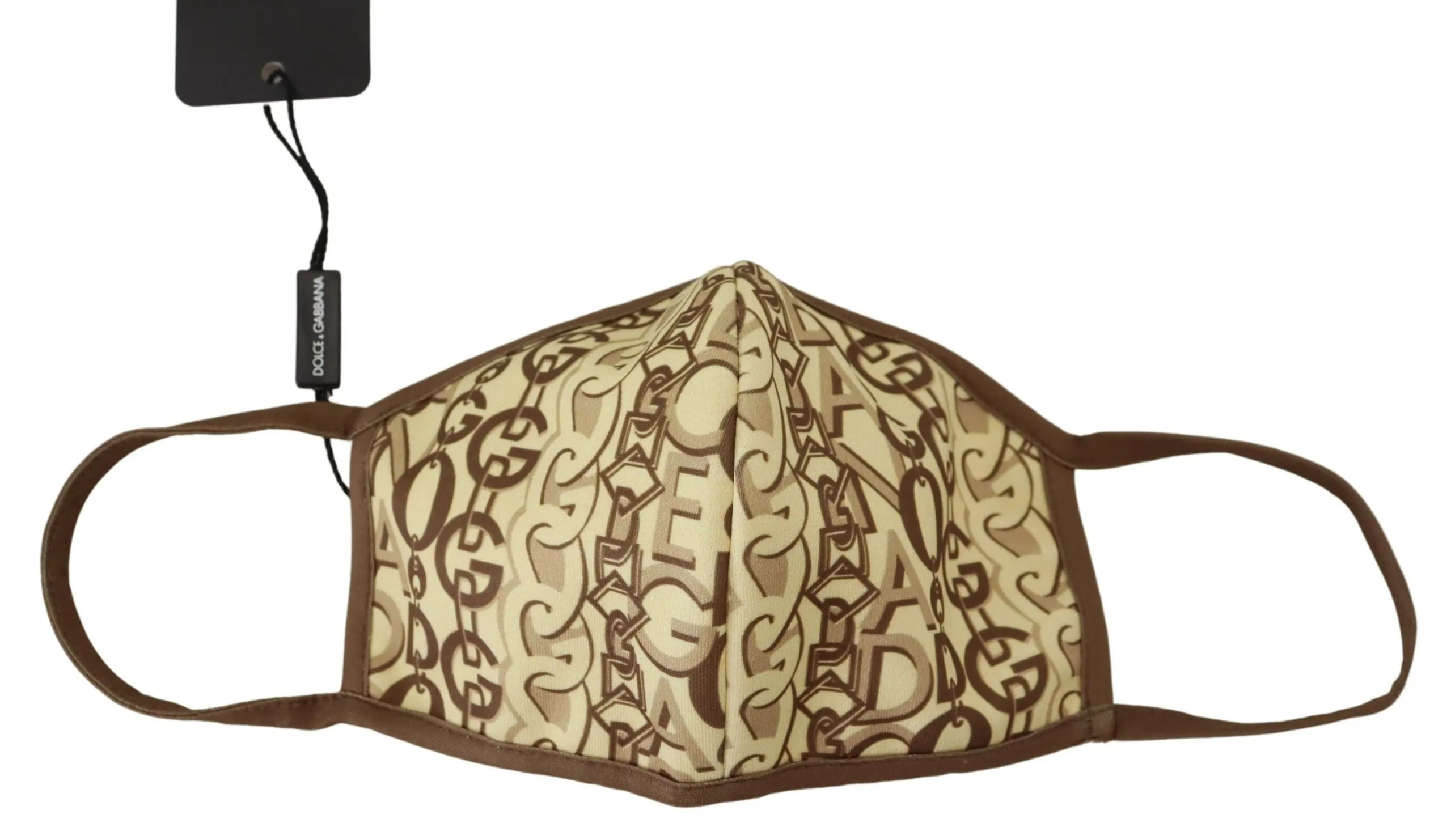 Dolce & Gabbana Men's Chic Beige Logo Print Face Mask