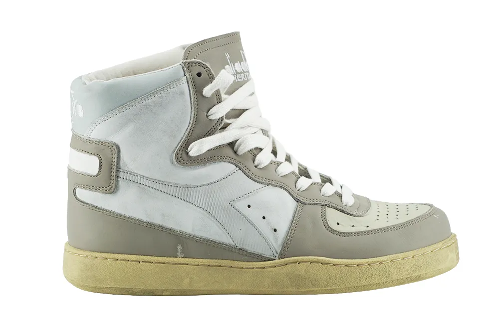Diadora Men's Vintage Inspired White Leather Sneakers