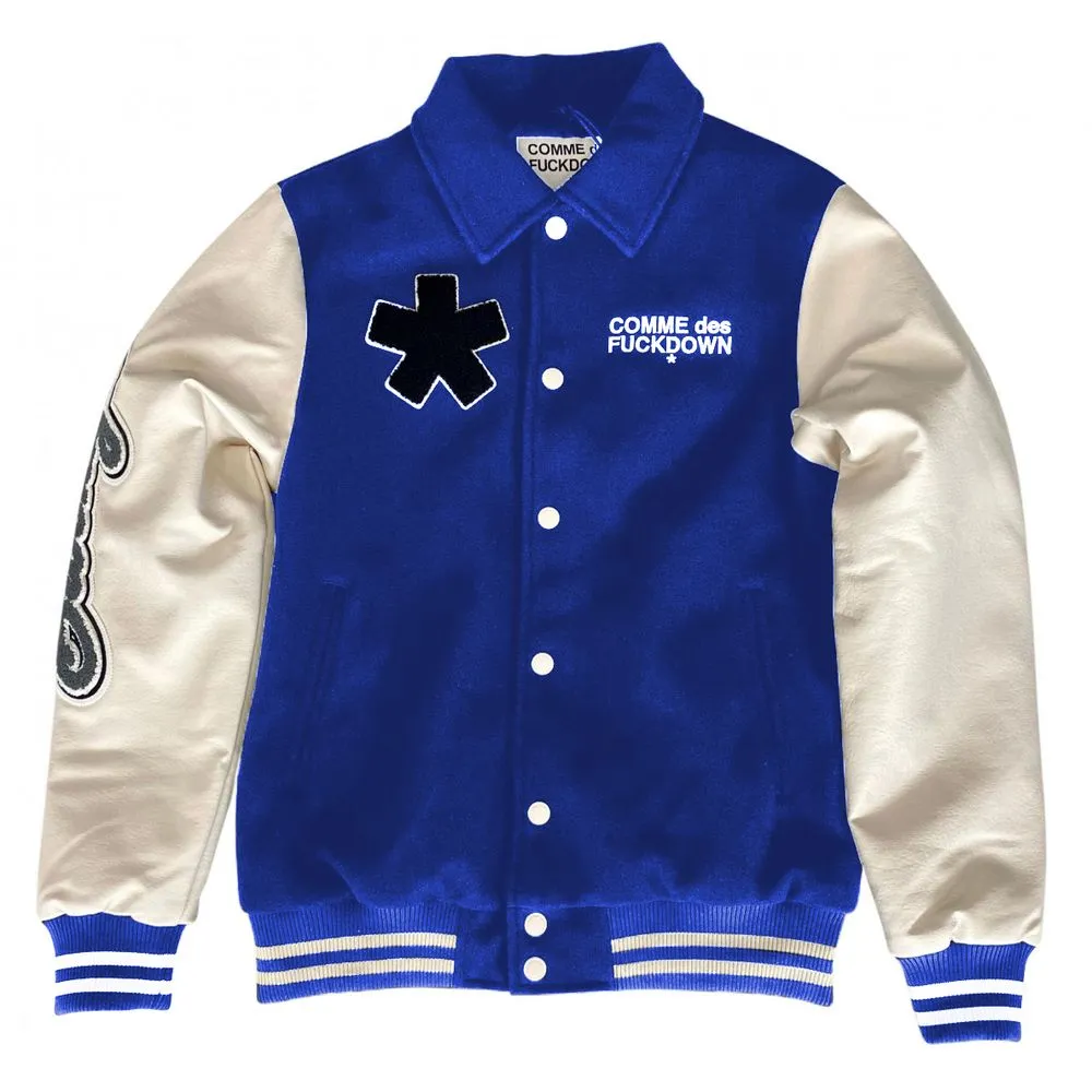Comme Des Fuckdown Men's Varsity Elegance Cotton & Faux Leather Bomber Jacket