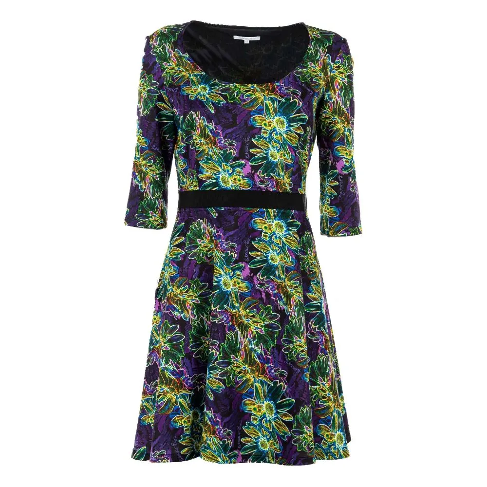 Patrizia Pepe Women's Floral Elegance Short Dress with Wide Neckline