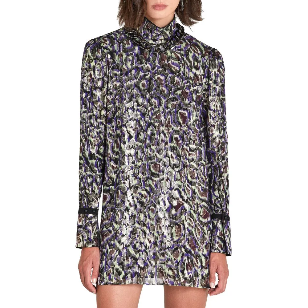Patrizia Pepe Women's Chic Metallic Thread Midi Dress with Spotted Print