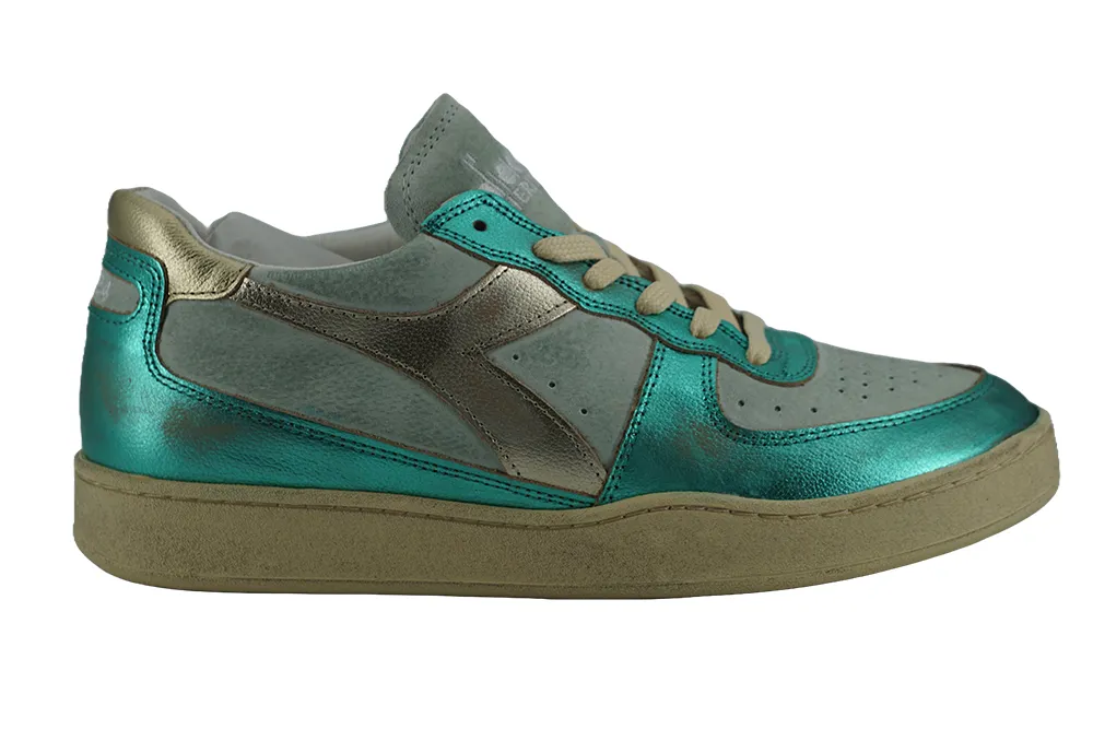 Diadora Women's Elegant Sea Blue Retro Leather Sneakers