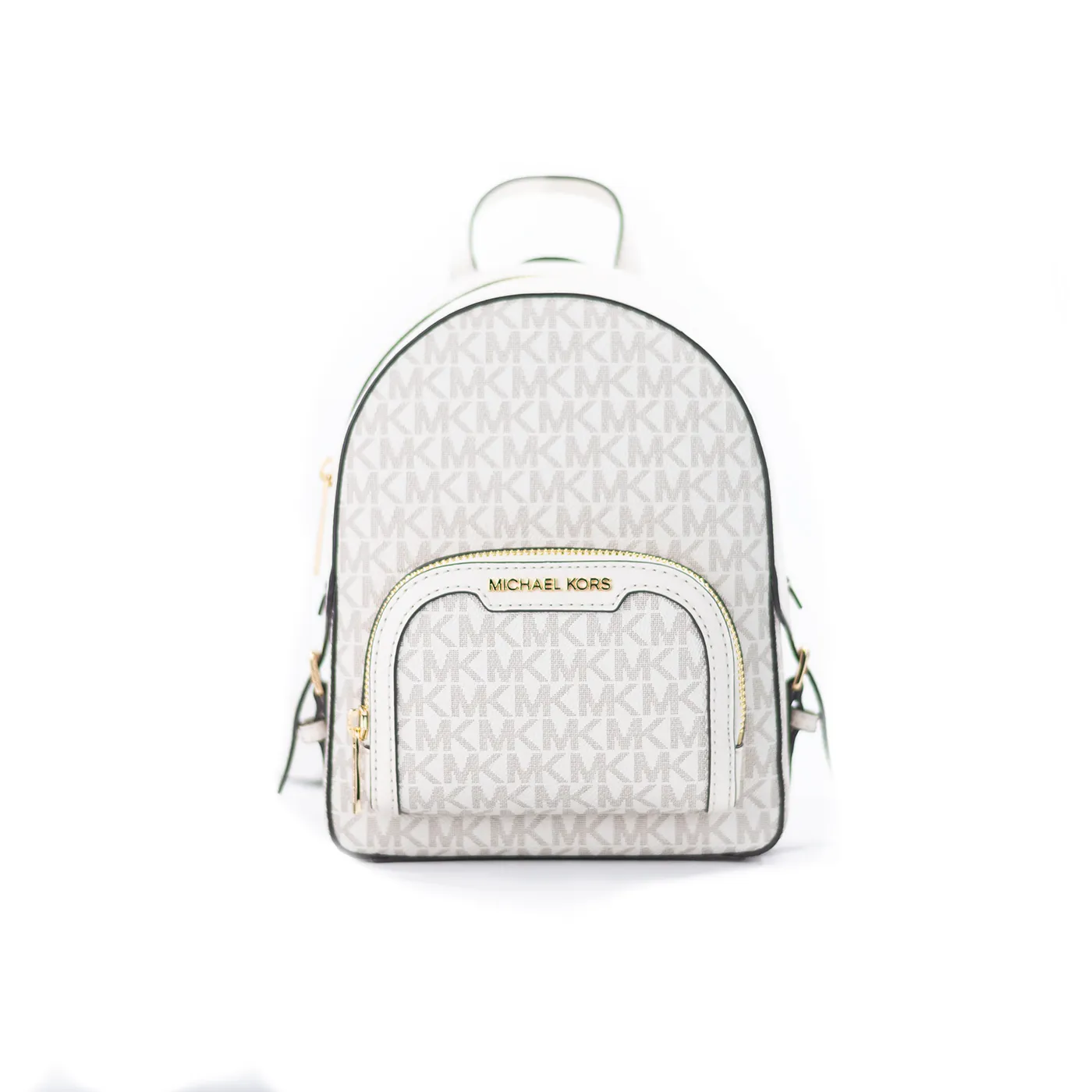 Michael Kors Women's Jaycee Mini XS Light Cream PVC Zip Pocket Shoulder Backpack Bag