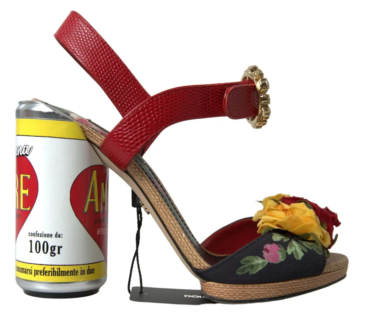 Dolce & Gabbana Women's Elegant Ankle Strap Sandals with Crystal Buckle