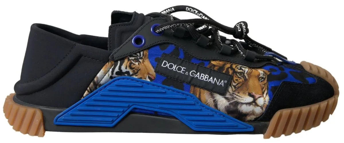 Dolce & Gabbana Men's Elegant Black NS1 Sneakers with Tiger Motive