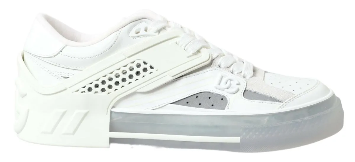 Dolce & Gabbana Men's Elegant White Leather Low Top Sneakers