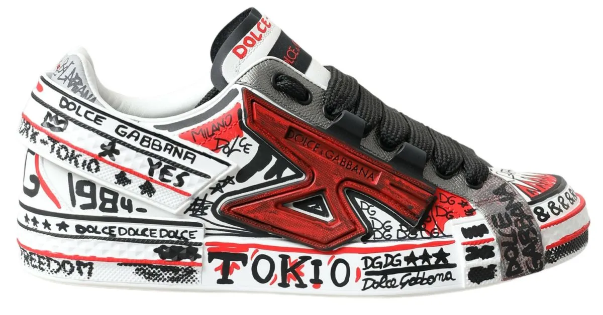 Dolce & Gabbana Men's Multicolor Hand-Painted Leather Sneakers