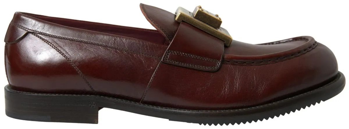 Dolce & Gabbana Men's Elegant Bordeaux Leather Dress Loafers