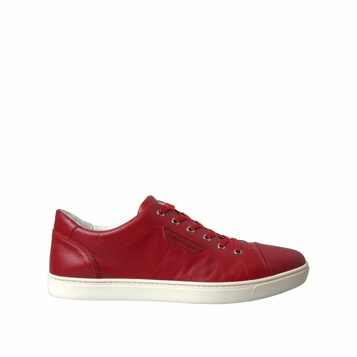 Dolce & Gabbana Men's Elegant Red Leather Low Top Sneakers