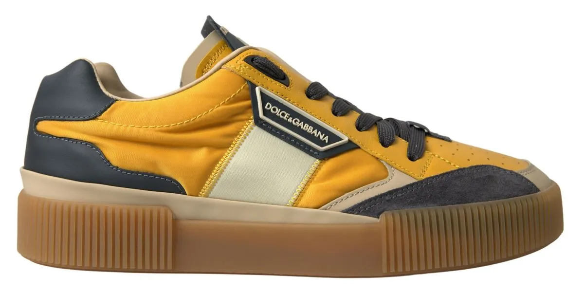 Dolce & Gabbana Men's Elegant Yellow Low Top Sneakers