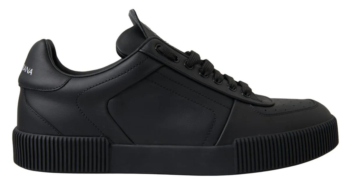Dolce & Gabbana Men's Elegant Black Low Top Leather Sneakers
