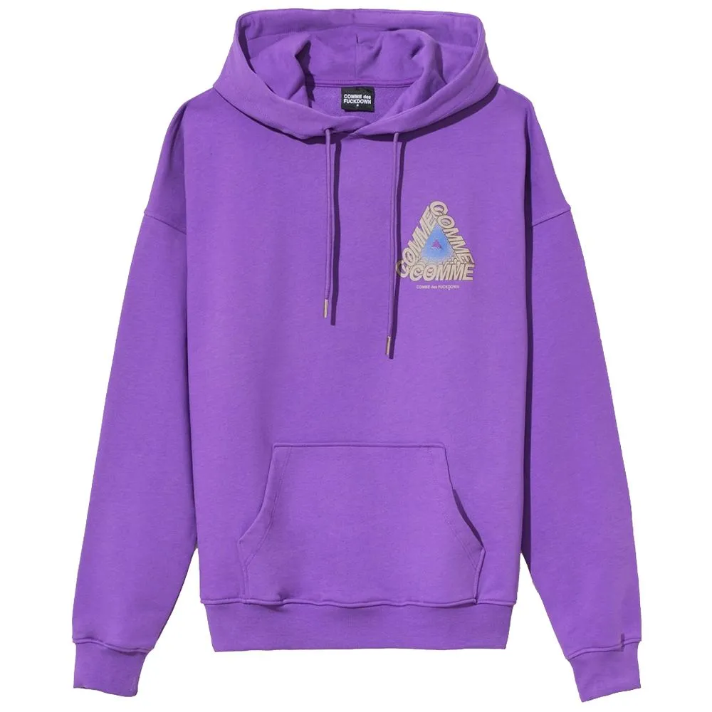 Comme Des Fuckdown Men's Purple Cotton Hooded Sweatshirt with Bold Print