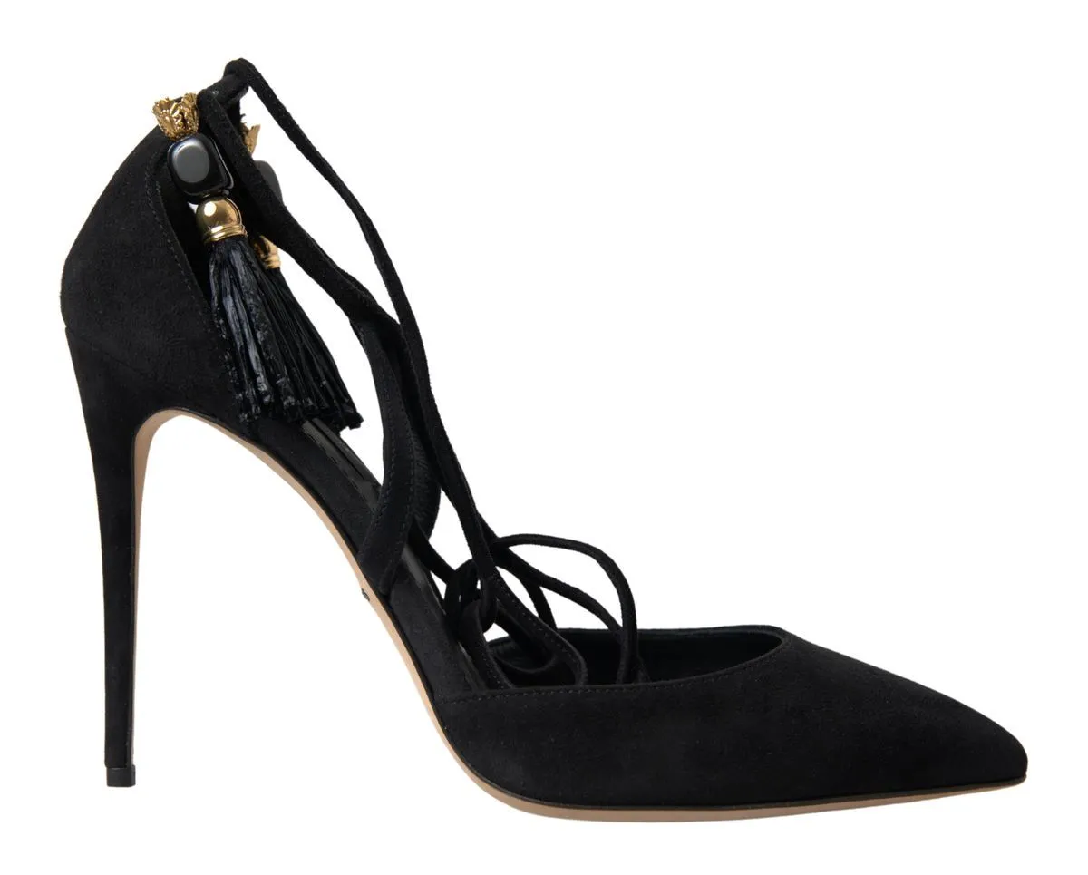 Dolce & Gabbana Women's Elegant Black Ankle Strap Stiletto Heels
