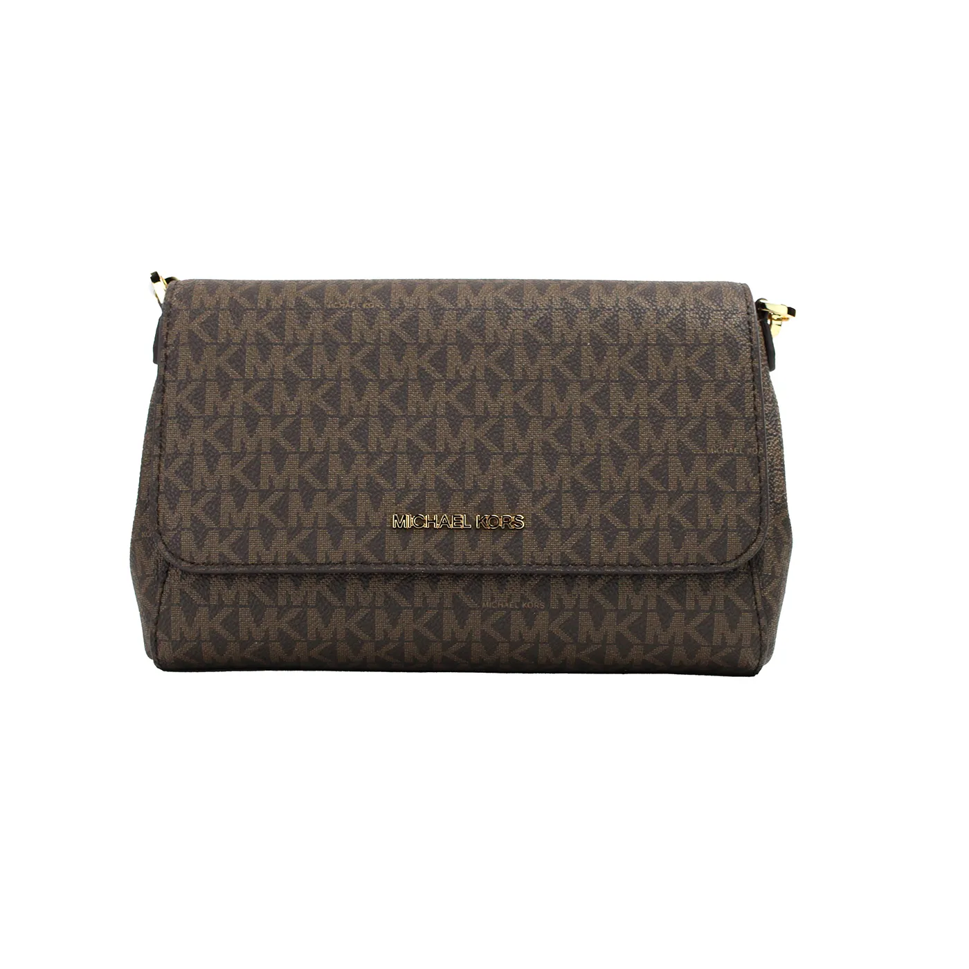 Michael Kors Women's Jet Set Medium Brown PVC Convertible Pouchette Crossbody bag