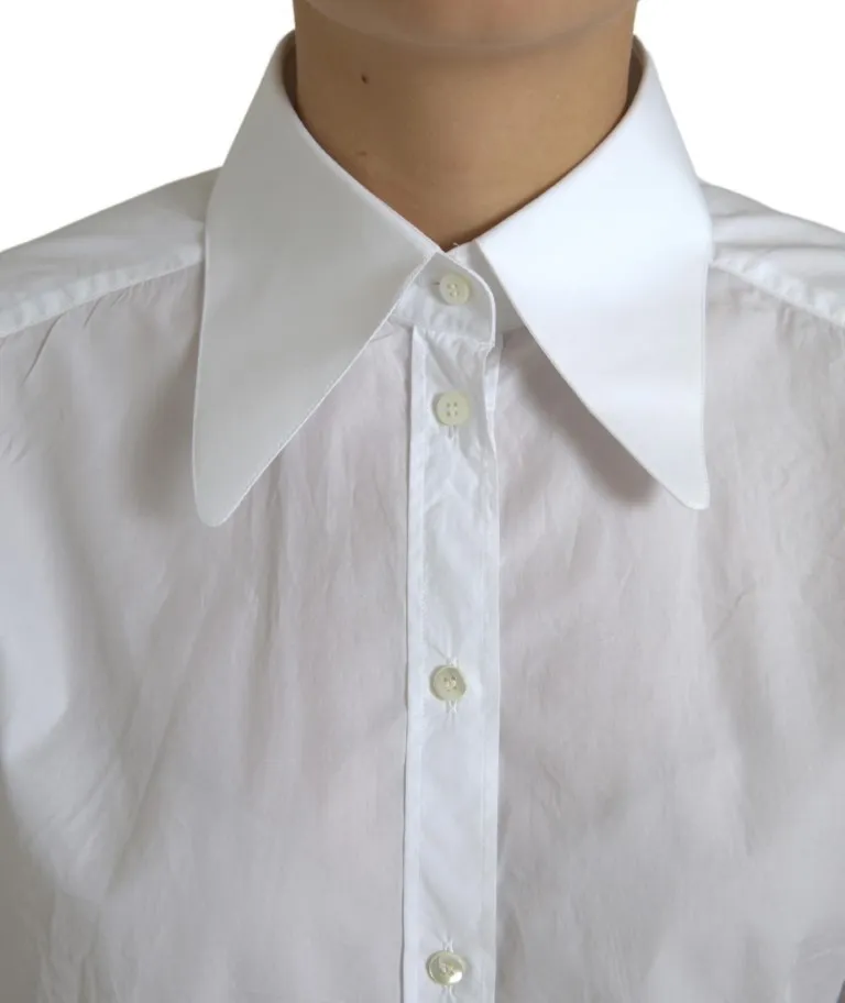 Dolce & Gabbana Women's Elegant White Cotton Collared Top