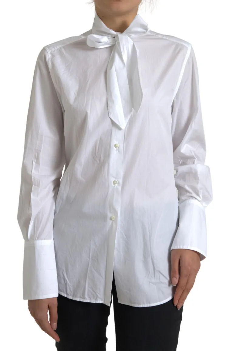 Dolce & Gabbana Women's Elegant White Cotton Long Sleeve Shirt