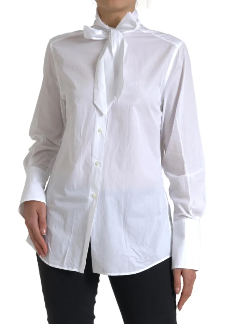 Dolce & Gabbana Women's Elegant White Cotton Long Sleeve Shirt