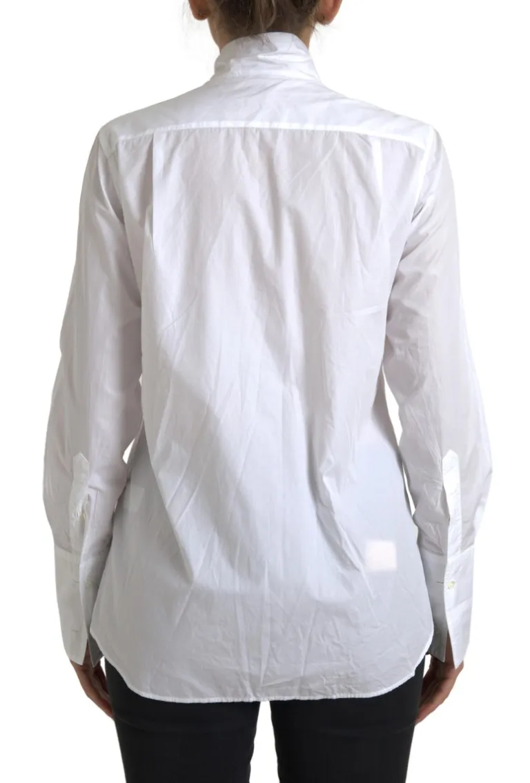 Dolce & Gabbana Women's Elegant White Cotton Long Sleeve Shirt