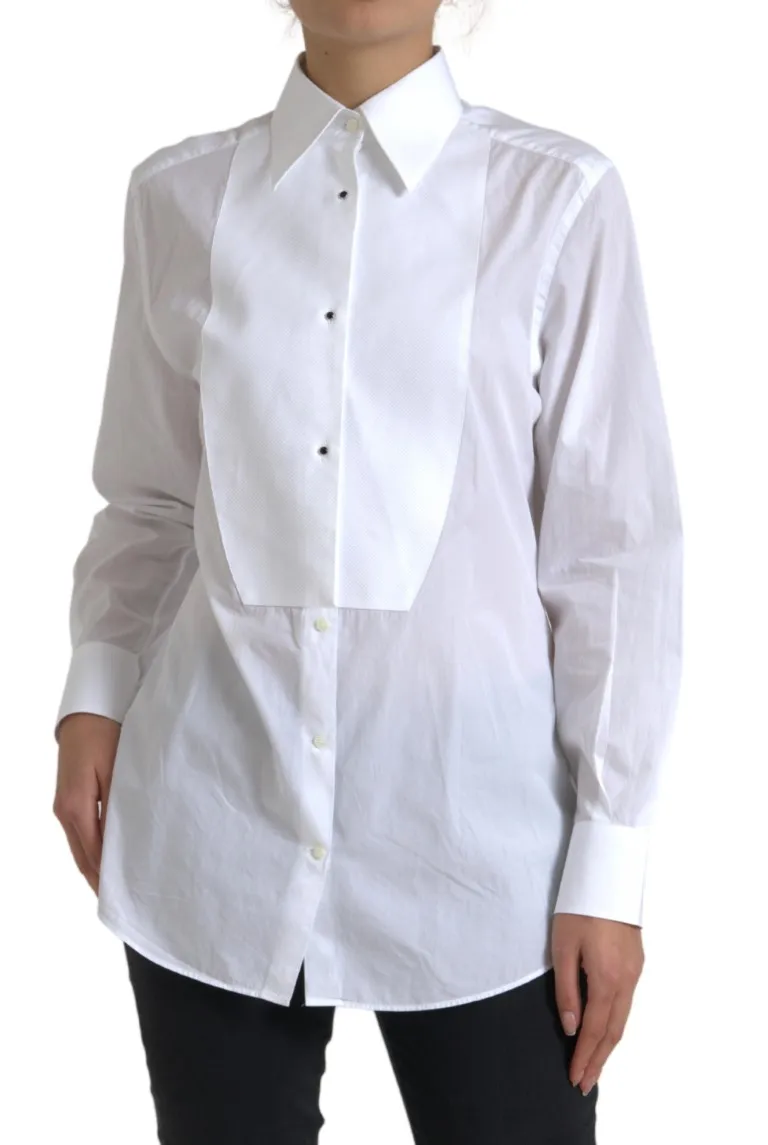 Dolce & Gabbana Women's Elegant White Cotton Poplin Dress Shirt