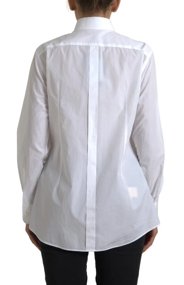 Dolce & Gabbana Women's Elegant White Cotton Poplin Dress Shirt