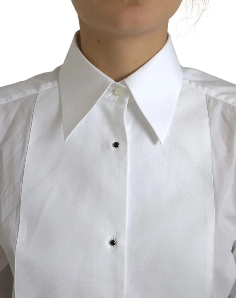 Dolce & Gabbana Women's Elegant White Cotton Poplin Dress Shirt