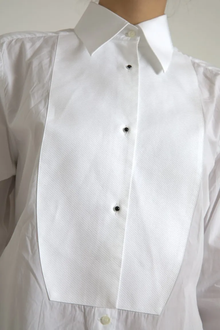 Dolce & Gabbana Women's Elegant White Cotton Poplin Dress Shirt