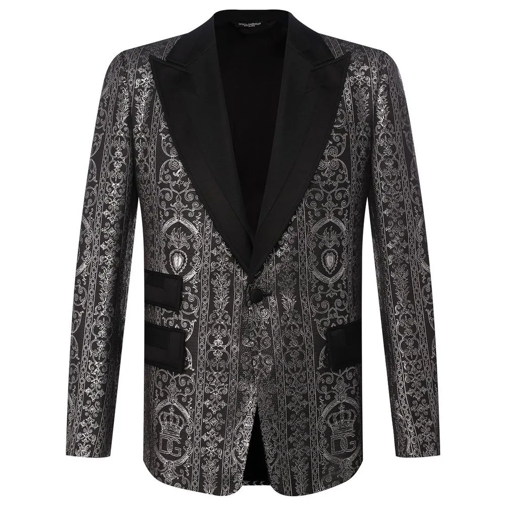 Dolce & Gabbana Men's Elegant Jacquard Satin Silk Jacket